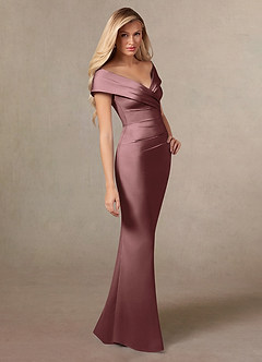 Azazie Ludlow Mother of the Bride Dresses Vintage Mauve Mermaid Pleated Stretch Satin Dress image3