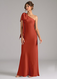 Azazie Capri Brautjungfernkleider Meerjungfrau-Linie One-Shoulder Stretch-Satin Kleid Rost image4