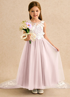 Azazie Mixie vestidos de niña de las flores Vestido Rosa Rubor de Encaje de Vestido de princesa image6
