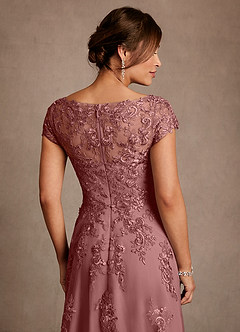 Azazie Jolanda 신부의 어머니 드레스 A라인 레이스 티 길이 드레스 image6