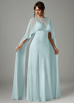 Azazie Stefania Robes de demoiselle d'honneur Robe Trapèze en Satin extensible Brume image3