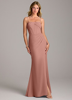 Azazie Chantel Bridesmaid Dresses Cedar Rose Sheath Strapless Chiffon Convertible Dress image4