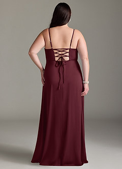 Azazie Marchella Brautjungfernkleider A-Linie Korsett Stretch-Satin Kleid Cabernetrot image8