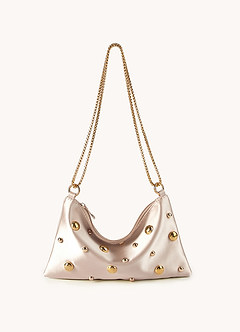 Studded Satin Shoulder Chain Bag