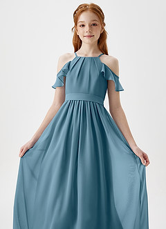 Azazie Chaya Junior Bermuda A-Line Off the Shoulder Chiffon Dress image1