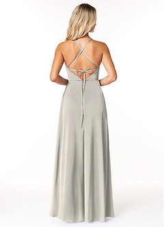 Azazie Madaleine Final Sale English Rose A-Line Pleated Stretch Satin Dress image2