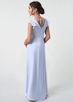 Azazie Claudine Junior Ice A-Line Pleated Chiffon Dress image4