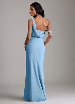 Azazie Madelyn Bridesmaid Dresses Steel Blue Mermaid One Shoulder Chiffon Convertible Dress image2