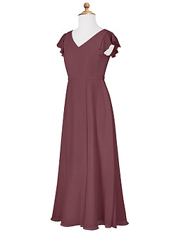 Azazie Claudine Junior Sangria A-Line Pleated Chiffon Dress image7