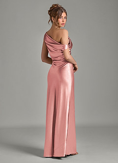 Azazie Emerson Bridesmaid Dresses Dusty Rose Mermaid Off the Shoulder Metallic Satin Dress image6