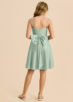 Azazie Bear Junior Robe Trapèze en Satin extensible Encolure en Forme de Cœur Agave image2