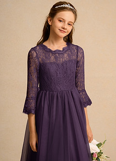 Azazie Lamb Girl vestidos de niña de las flores Vestido de Ciruela de Encaje de Princesa image5