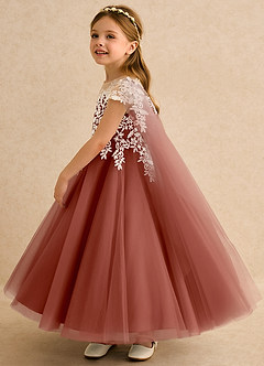 Azazie Dandelion Flower Girl Dresses Auburn Ball-Gown Lace Dress image6