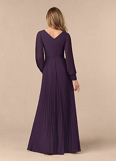 Azazie Zina Mother of the Bride Dresses Plum A-Line Pleated Chiffon Dress image4