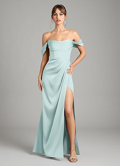 Azazie Johana Vestidos de damas de honor Vestido de Neblina de Satén Elástico de Corte Sirena Convertible con Vestidos sin tirantes image1