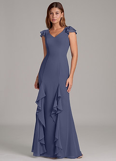 Azazie Nessa Bridesmaid Dresses Stormy A-Line Chiffon Dress image4
