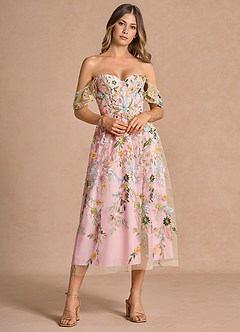 Denisse Blush Pink Multi Midi klänning image4