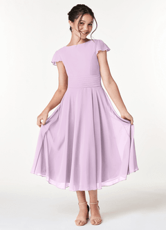 Azazie Payton Junior Linia A Ukłon Szyfon Długość herbaty Młodsza druhna Sukienka image3