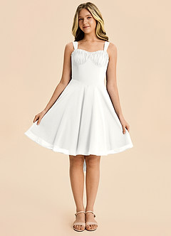 Azazie Arie Junior Robe Trapèze en Mousseline de soie Drapé Blanc image6