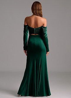 Azazie Hallie Bridesmaid Dresses Emerald Mermaid Long Sleeve Velvet Convertible Dress image6