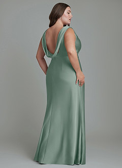 Azazie Kieryn Brautjungfernkleider Meerjungfrau-Linie Plissee Stretch-Satin Kleid Silberner Salbei image8