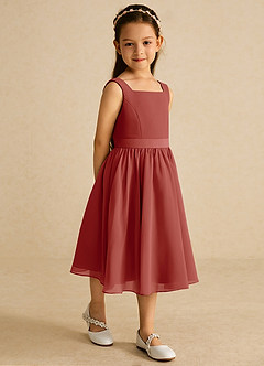 Azazie Ari Flower Girl Dresses Terracotta A-Line Sleeveless Chiffon Dress image5