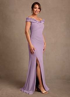 Azazie Jettie Mother of the Bride Dresses Wisteria Sheath Pleated Chiffon Dress image2