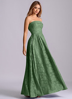 Azazie Lucienne Bridesmaid Dresses Eucalyptus A-Line Strapless Floral Burnout Dress image1
