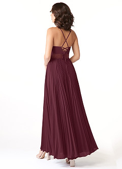Azazie Devyn Bridesmaid Dresses Cabernet A-Line Corset Chiffon Dress image4