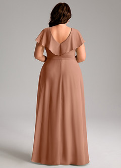 Azazie Lainey Brautjungfernkleider A-Linie mit Taschen Chiffon Kleid Bronzer image2