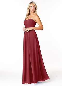 Azazie Yazmin Bridesmaid Dresses Pomegranate A-Line Sweetheart Neckline Chiffon Convertible Dress image3