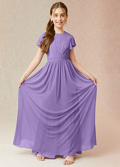 Azazie Mosley Junior Tahiti A-Line Ruched Mesh Dress image4