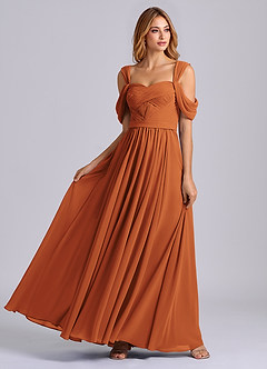 Azazie Koa Final Sale Cinnamon A-Line Off the Shoulder Chiffon Dress image5
