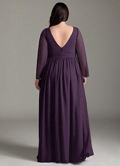 Azazie Teton Maternity Bridesmaid Dresses A-Line Long Sleeve Chiffon Floor-Length Dress image8