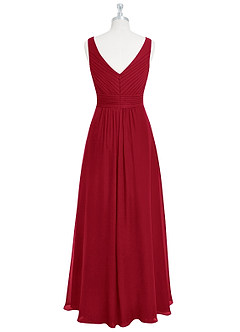 Azazie Pierrette Abiti da Damigella Abito A-Line in Chiffon Plissettato Scarlatto image8