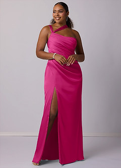 Barbie ♥ Azazie Bridesmaid Dresses Mermaid One Shoulder Stretch Satin Floor-Length Dress image8