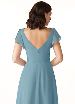 Azazie Omari Jurken voor bruidsmeisjes Jurk van Chiffon met A-Lijn Mystiek Blauw image6