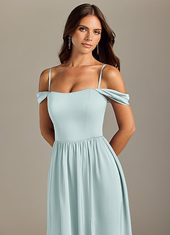 Azazie Calianna Bridesmaid Dresses Mist A-Line Off the Shoulder Stretch Satin Convertible Dress image3