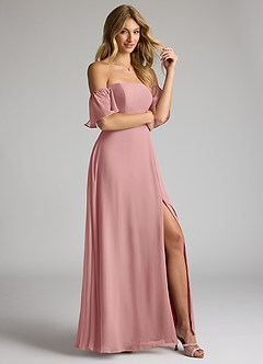 Azazie Sue Bridesmaid Dresses Dusty Rose A-Line Off the Shoulder Chiffon Convertible Dress image5