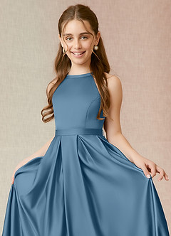 Azazie Arianthe Junior Bermuda A-Line with Pockets Matte Satin Dress image5