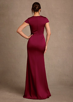 Azazie Rilda 신부의 어머니 드레스 쉬스 레이스 스트레치 새틴 플로어 길이 드레스 image3