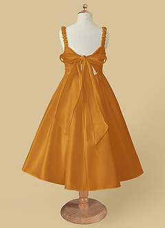 Azazie Cutie Pie Blumenmädchenkleider A-Linie Plissee Matte Satin Kleid Butterscotch image5