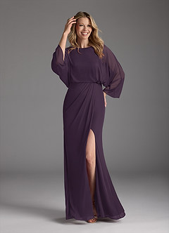 Azazie Ysabella Mother of the Bride Dresses Plum Mermaid Pleated Mesh Dress image8