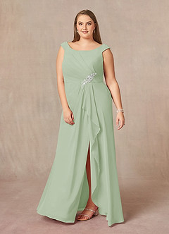 Azazie Yarrow Venta Final Vestido de Dark Navy de Gasa de Corte en A con Plisado image7