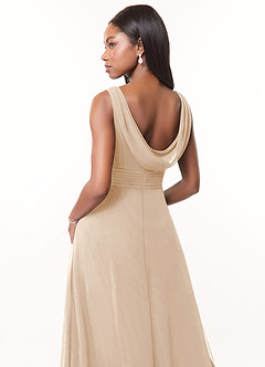Azazie Karina Bridesmaid Dresses White Alabaster A-Line Pleated Chiffon Dress image4