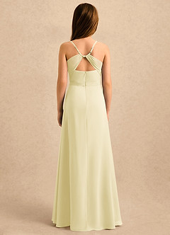 Azazie Jasslyn Girls Formal Flower Girl Dresses Lemon Sorbet A-Line Pleated Chiffon Dress image2