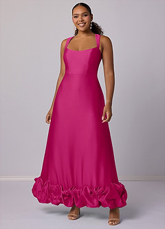 Barbie ♥ Azazie Final Sale Bermuda A-Line with Pockets Stretch Satin Dress image6