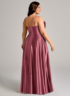 Azazie Elle Bridesmaid Dresses Desert Rose A-Line with Pockets Metallic Satin Dress image11