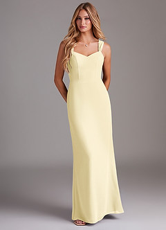 Azazie Denice Abiti da Damigella Abito Tubino in Chiffon a Pieghe Sorbetto Al Limone image1