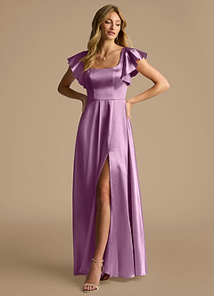 Azazie Bondi Brautjungfernkleider A-Linie Schleifen Metallischer Satin Kleid Blauregen image4